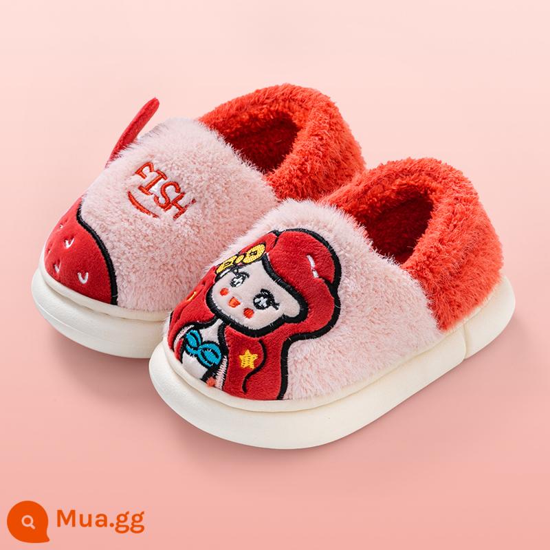 Dép bông trẻ em Mùa thu và mùa đông Boys Dép dép dễ thương Cô gái trong nhà trong nhà cha mẹ -Child Baby Home Shoes 2022 MỚI - Nàng tiên cá đỏ [Túi gót chân]