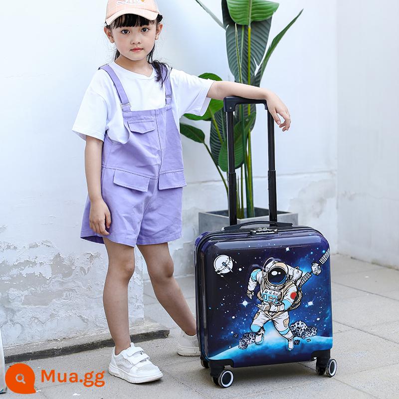 Hoạt Hình Xe Đẩy Trẻ Em Nữ 18 Inch Bé Trai Vali Vali Bánh Xe Đa Năng 20 Học Sinh Mật Khẩu Hộp Vali - Không gian xanh lục lam 20 inch