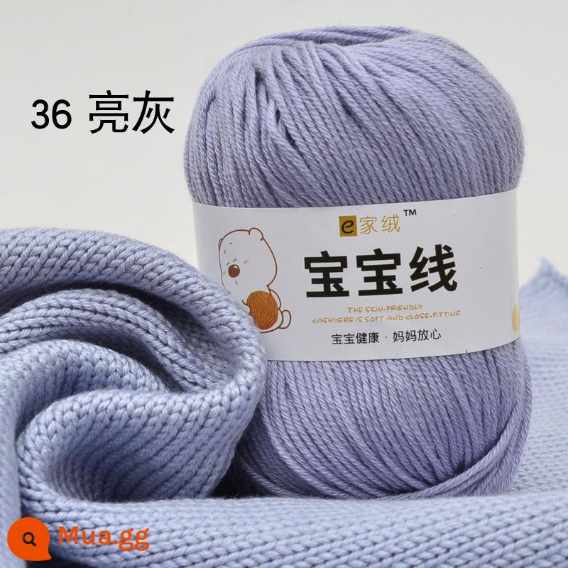 6 sợi len cho bé đặc biệt dệt lụa protein dày vừa cotton sữa chất liệu túi móc dép len cho bé bóng - Xám nhạt số 36