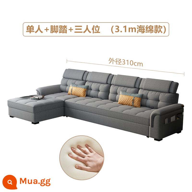 Sofa giường đa năng gấp gọn căn hộ nhỏ phòng khách đa năng công nghệ lưu trữ vải lưới đỏ phong cách mới 2021 - 3,1 mét [loại bọt biển phục hồi mật độ cao] ba người + đơn + bàn đạp