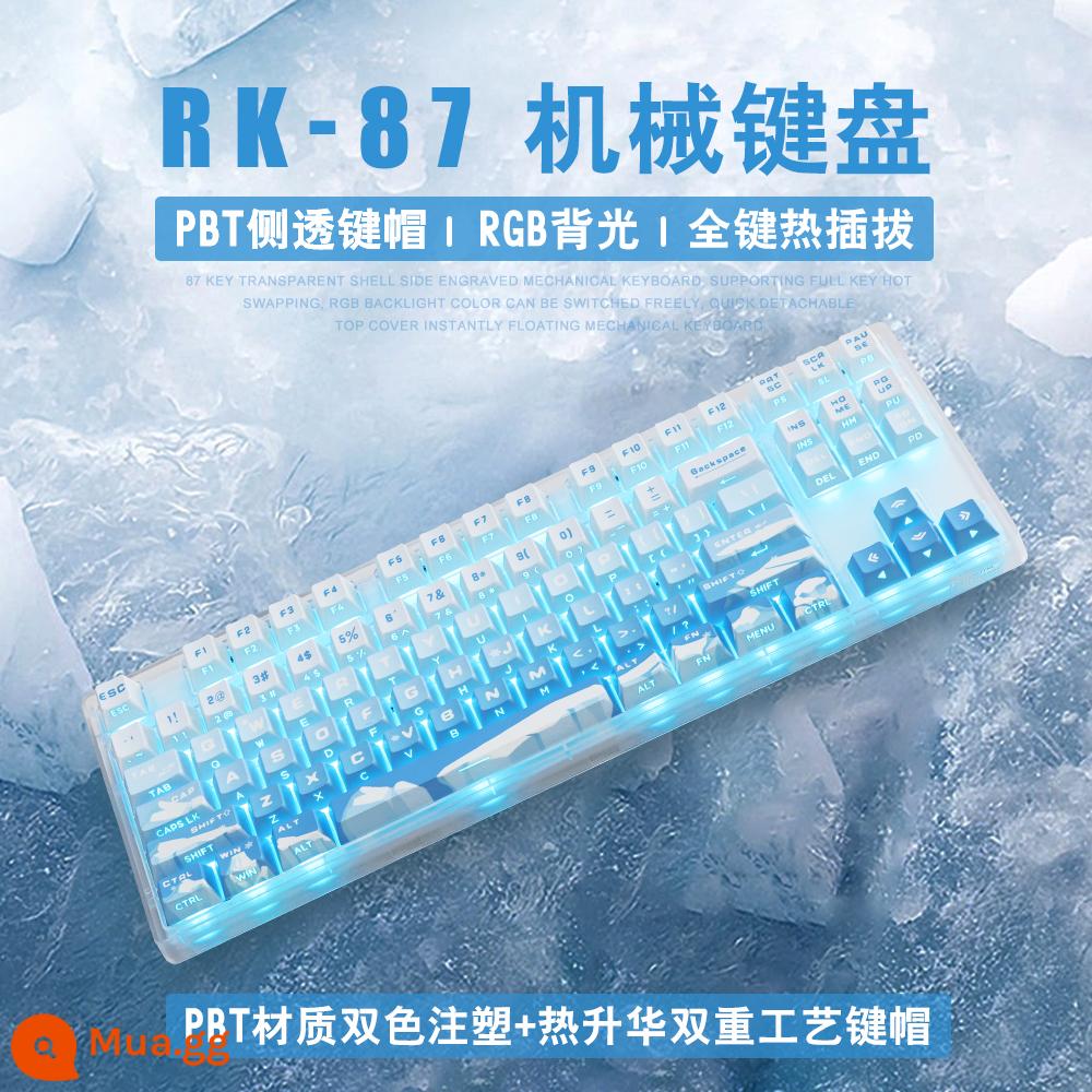 RK87 Keyboard cơ học Trục Red Trà Trục màu xanh lá cây Kaihua Box Trục trắng tùy chỉnh đầy đủ -Ka Hot Chèn 87 Key RGB - RK87 phiên bản sông băng trong suốt màu trắng