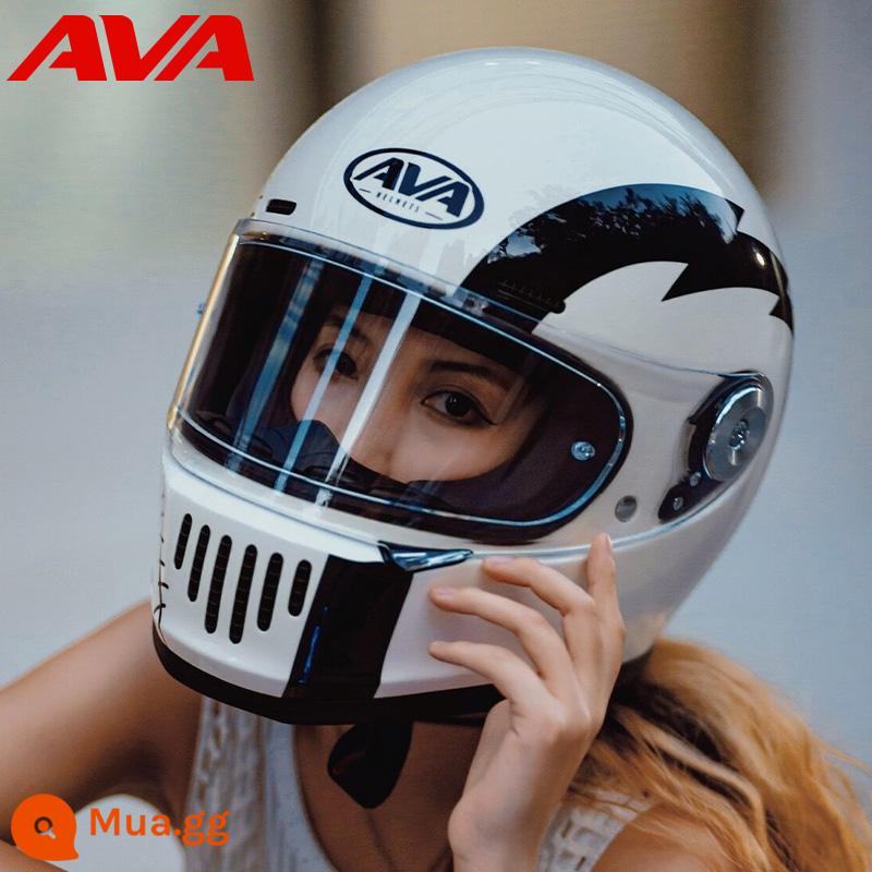 Triều Đại AVA Mũ Bảo Hiểm Sợi Carbon Đầu Máy Mũ Bảo Hiểm Full Sợi Thủy Tinh Nam Nữ Mùa Đông Đầu Máy Retro Mũ Bảo Hiểm Bốn Mùa Quốc Triều - Little Pirate-Màu nóng cổ điển