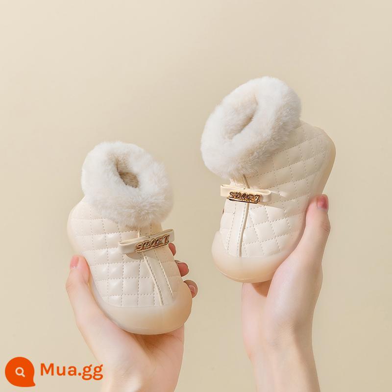 Giày cotton cho bé nữ kho báu mùa đông cho bé Ủng ấm cộng với lông cừu Giày tập đi cho bé 0-1-3 tuổi giày lông trẻ em - 8518 màu be