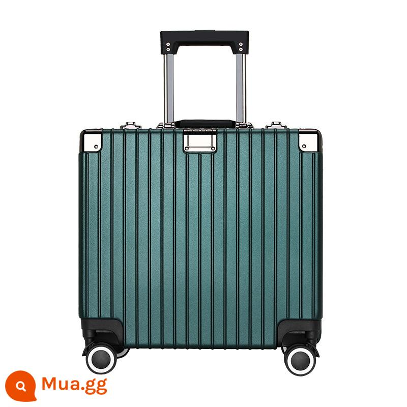 Vali xe đẩy khung nhôm 18 inch Vali 20 inch được mang lên máy bay miễn phí check-in chuyến công tác Mật khẩu hộp cắt ngang - màu xanh lá