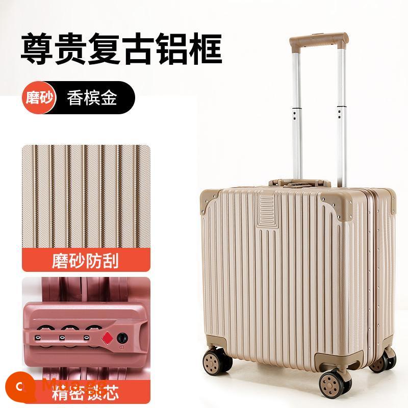 Vali mini ánh sáng túi nhỏ lên máy bay xe đẩy 20 cái hộp du lịch mật khẩu nam nhỏ 18 inch phiên bản Hàn Quốc - Khung nhôm vàng sâm panh tinh tế