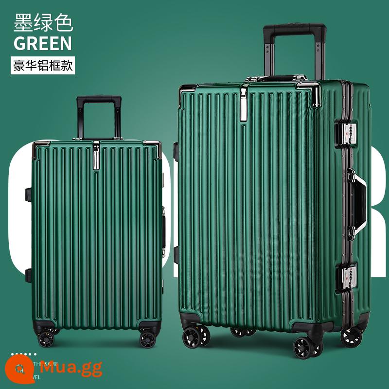 Vali mạnh nam 26 khung nhôm xe đẩy trường hợp 20 nữ sinh phổ thông bánh xe 24 lên máy bay vali mật khẩu bao da - Màu xanh lá cây [Mẫu khung nhôm hình dạng đặc biệt sang trọng]