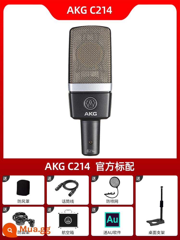 Micro điện dung AKG C214 chuyên nghiệp lớn màng thu âm trực tiếp K bài hát micro ghi âm thanh nhạc cụ ghi âm - AKG C214 đạt tiêu chuẩn