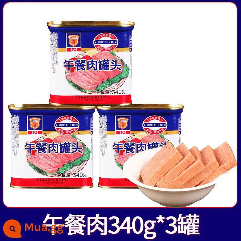 Thượng Hải Meilin Luncheon Thịt Đóng Hộp 198g * 10 Lon Thành Phần Lẩu Ăn Liền Sandwich Thực Phẩm Nấu Ăn Liền Flagship Store - Thịt hộp 340g*3 lon