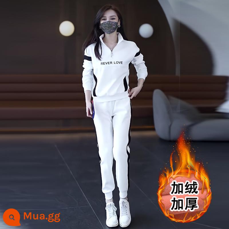 Sandro Moscoloni2023 mùa xuân và mùa thu mới thường dày cotton thể thao thời trang nữ bộ đồ chạy bộ - trắng đen