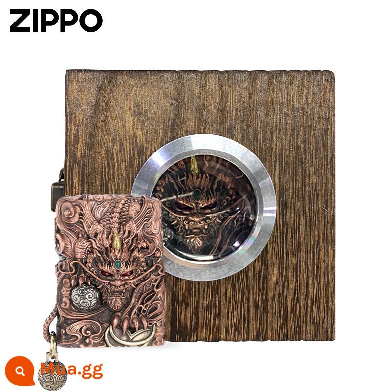 Bật lửa zippo chính hãng, cơ chế thông minh, tỳ hưu may mắn, bộ sưu tập chống gió nam chính hãng chính hãng, quà tặng - Cơ chế thông minh Pixiu đồng [máy đơn không dầu]