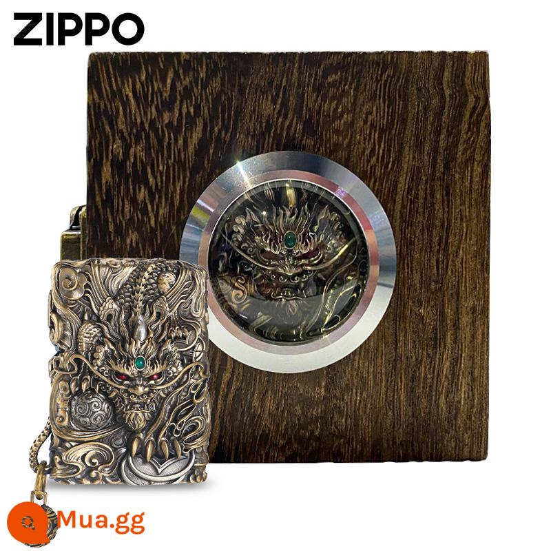 Bật lửa zippo chính hãng, cơ chế thông minh, tỳ hưu may mắn, bộ sưu tập chống gió nam chính hãng chính hãng, quà tặng - Cơ chế thông minh Tỳ hưu đồng [máy đơn không dầu]