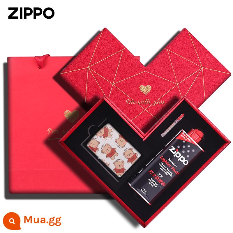 bật lửa zippo chính hãng chính hãng haha gấu dễ thương dễ thương bật lửa dầu chống gió chính hãng tặng bạn trai - haha gấu [hộp quà tình yêu]