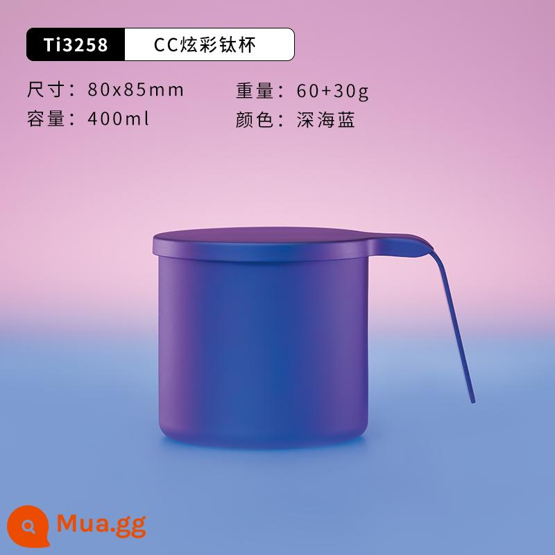 KEITH CC đầy màu sắc nguyên chất titan cốc nước mới nhẹ 400ml nhà cắm trại ngoài trời 1 lớp đơn titan cốc - Ti3258 CC Cúp Titan đầy màu sắc Xanh biển sâu