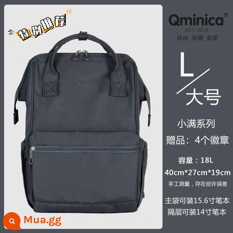 Ba lô sức chứa lớn Qminica nam túi máy tính 15 inch cặp đi học nữ sinh viên đại học ba lô du lịch chống nước đơn giản - Màu xám than chì cỡ lớn có hàng, giao hàng trong vòng 48 giờ