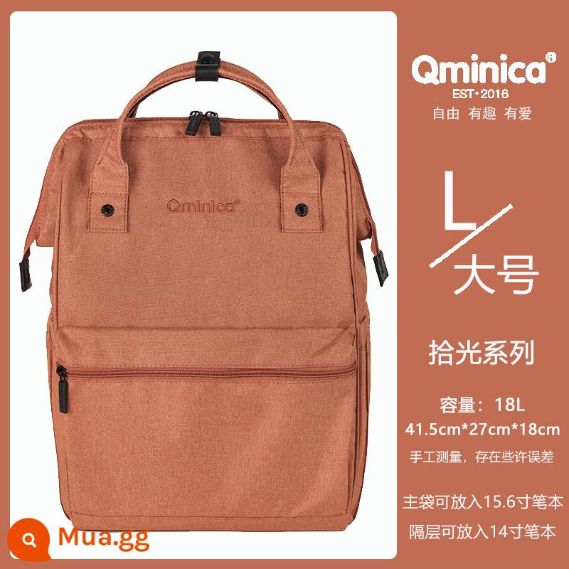 Ba lô sức chứa lớn Qminica nam túi máy tính 15 inch cặp đi học nữ sinh viên đại học ba lô du lịch chống nước đơn giản - Dòng sản phẩm thu ánh sáng lớn Sunset Orange Còn hàng, giao hàng trong vòng 48 giờ