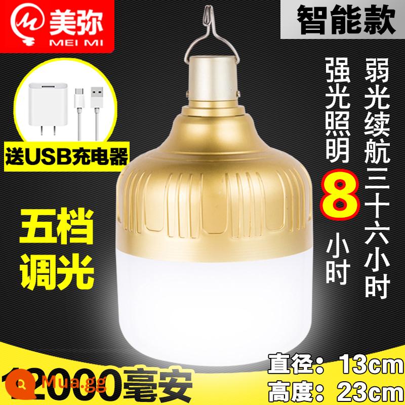 Đèn LED Sạc Bóng Đèn Chợ Đêm Gian Hàng Đèn Đường Siêu Sáng Tiết Kiệm Năng Lượng Hộ Gia Đình Chiếu Sáng Khẩn Cấp Đèn Cắm Trại Ngoài Trời - [12000 mAh] 1200W+ đi kèm bộ sạc USB - thời lượng pin 36 giờ - năm mức độ mờ