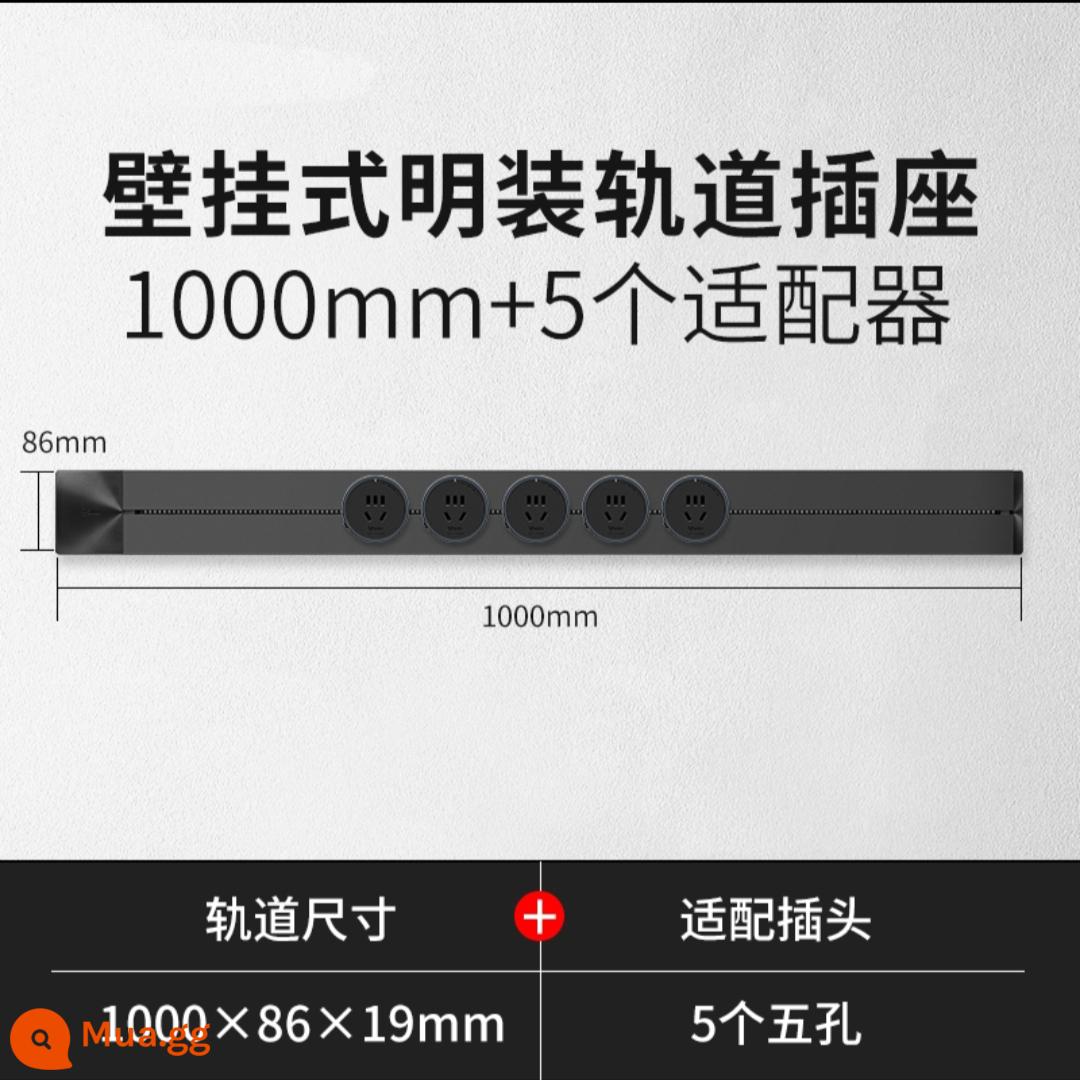 Bò Treo Tường Theo Dõi Ổ Cắm Điện Rời Gia Đình Nhà Bếp Đa Năng Không Dây Công Tắc Cắm Chính Thức Xác Thực - 100 cm+5 ổ cắm năm lỗ*gắn trên bề mặt màu đen (gắn trên tường)