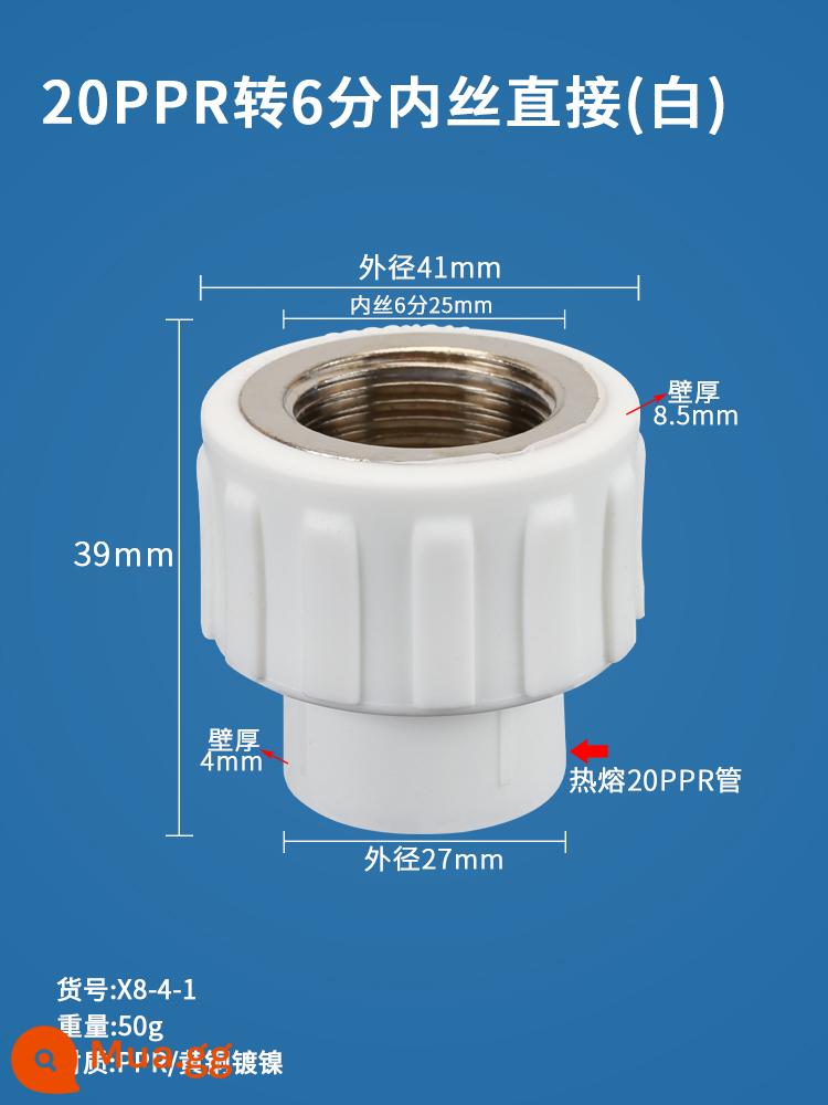 phụ kiện ống nước ppr 4 phút 6 phút liên kết dây bên trong Dây ngoài 1 inch đến 20PPR khuỷu tay trực tiếp đôi tee nóng chảy - 20ppr đến 6 phút dây bên trong trực tiếp