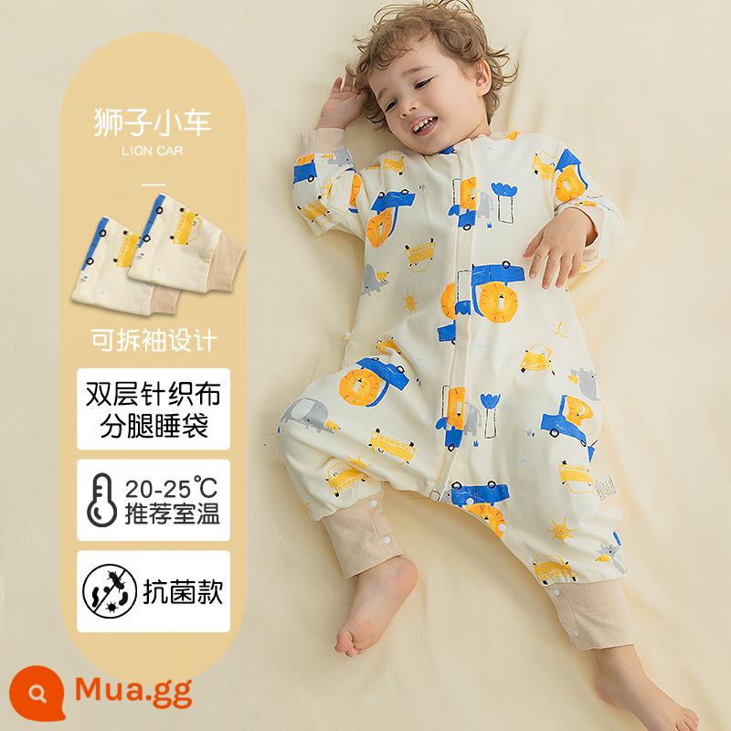 Túi ngủ cho bé xuân thu hai lớp cotton nguyên chất Túi ngủ xẻ chân cho bé Mùa thu đông phòng máy lạnh chăn bông chống đá đa năng - Thiết kế: Sư tử kháng khuẩn hai lớp không chần bông