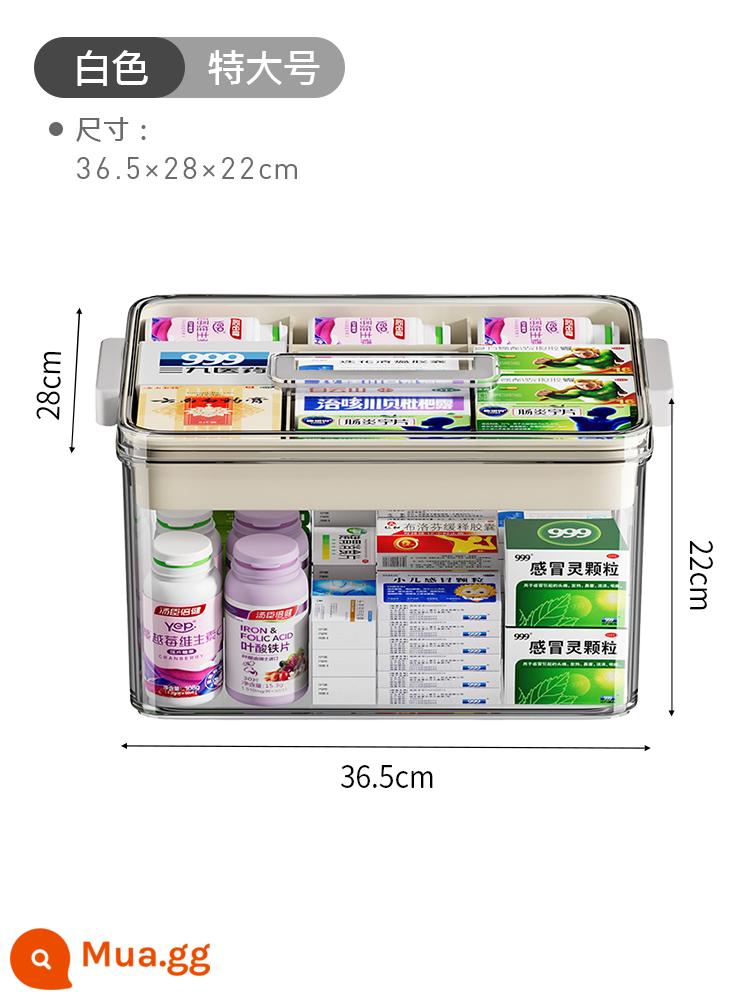 Hộp đựng thuốc gia dụng Nhật Bản, hộp đựng thuốc gia đình, hộp đựng thuốc dung tích lớn nhiều tầng, hộp đựng thuốc nhỏ cho trẻ em - ✅[Cực Lớn-Trắng] 2 lớp trong suốt [Phong cách cực dày]