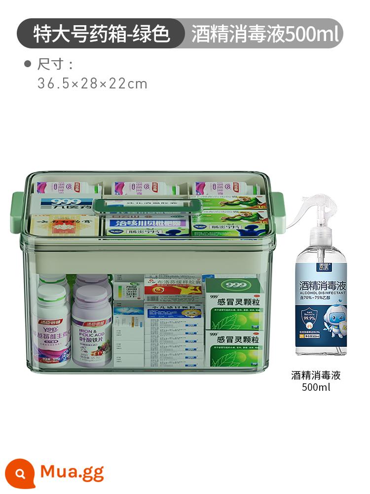 Hộp đựng thuốc gia dụng Nhật Bản, hộp đựng thuốc gia đình, hộp đựng thuốc dung tích lớn nhiều tầng, hộp đựng thuốc nhỏ cho trẻ em - ✅[Cực lớn-Xanh]+[Cồn khử trùng 500ml]