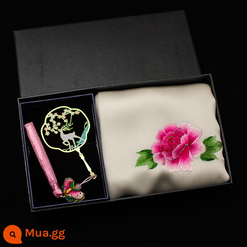 Tay thêu bằng lụa thực sự Handmade Suxiu Mulberry Silk Takekerchief Bronze Script Set Phong cách Trung Quốc Quà tặng văn học và nghệ thuật - Phong cách 23