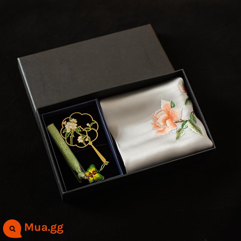 Tay thêu bằng lụa thực sự Handmade Suxiu Mulberry Silk Takekerchief Bronze Script Set Phong cách Trung Quốc Quà tặng văn học và nghệ thuật - phong cách 7