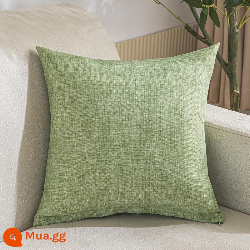 Nguyên chất vải lanh màu dày gối thanh lịch nhà sofa phòng khách 50 tựa lưng ô tô văn phòng eo vuông đệm - Màu xanh lá cây lanh đặc