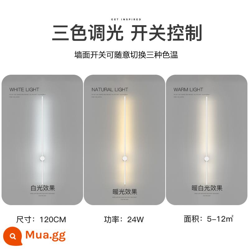 Đèn Tường LED Tối Giản Sáng Tạo Phòng Khách Nền Đèn Tường Phòng Ngủ Hiện Đại Đơn Giản Đèn Đèn Ngủ Cầu Thang Lối Vào Đèn - 120CM-ánh sáng ba tông màu-khung màu trắng