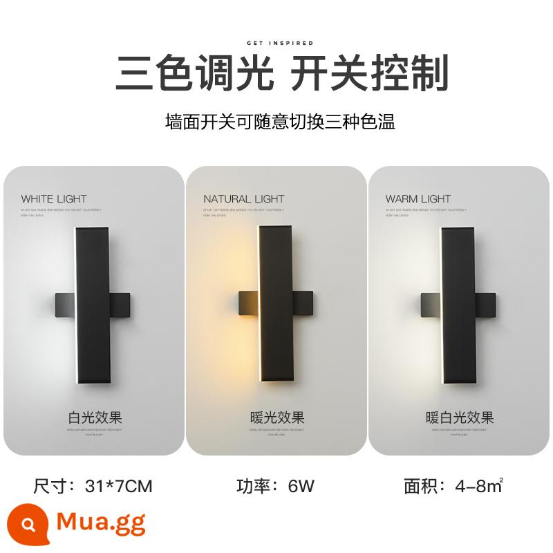 Đèn tường LED có thể xoay sáng tạo đơn giản đèn phòng ngủ hiện đại đèn cạnh giường ngủ đèn nền phòng khách tối giản đèn tường đèn cầu thang - 31*7CM-ánh sáng ba tông màu-khung màu đen