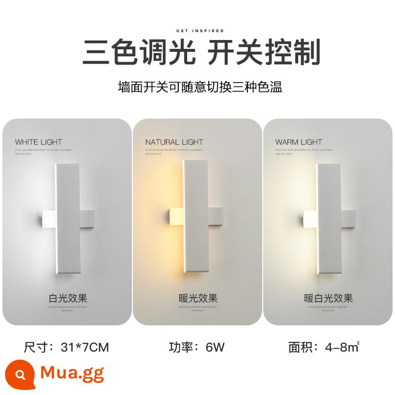 Đèn tường LED có thể xoay sáng tạo đơn giản đèn phòng ngủ hiện đại đèn cạnh giường ngủ đèn nền phòng khách tối giản đèn tường đèn cầu thang - 31*7CM-ánh sáng ba tông màu-khung màu trắng