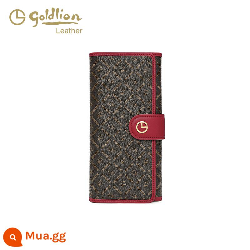 Goldlion Túi Nữ 2022 Mới Clutch Thời Trang Tiền, Dài Phiên Bản Retro In Hình Cổ Ví Ví Nữ - rượu vang đỏ