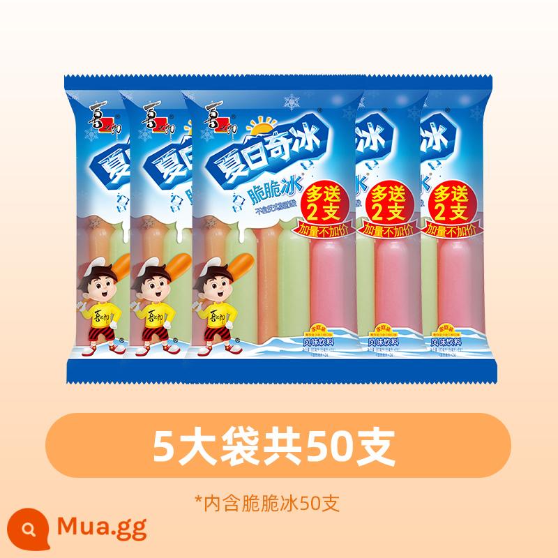 Xizhilang Xia Riqi popsicle popsicle mút đá hương vị trái cây giòn giòn nghiền nát đông lạnh uống lạnh làm mát đồ ăn nhẹ nhỏ bán buôn - [Tổng cộng 50 cái] 850ml Đá giòn cộng*5 túi