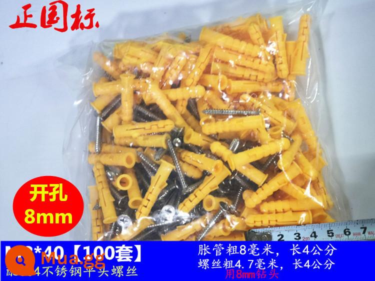 Nhỏ màu vàng croaker nhựa ống giãn nở HOA KỲ chất lỏng rắn cắm đinh vít tự tháo 6/8/10/12mm cắm mở rộng vít mở rộng - M8*40 đinh inox 304 [100 bộ]