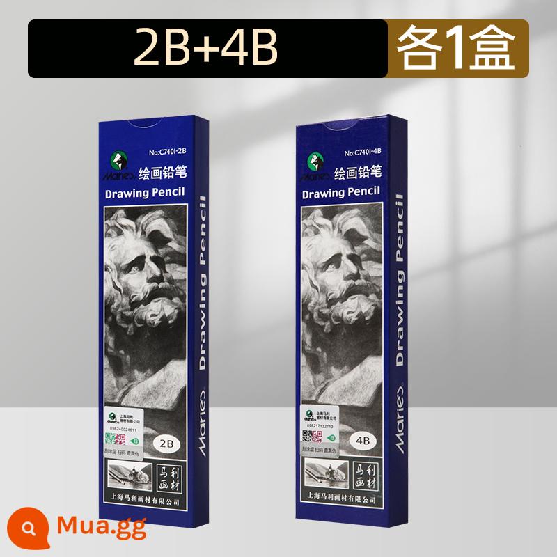 Marley bút chì vẽ tranh bút chì carbon cho người mới bắt đầu phác thảo 2h6b8b14b bút phác thảo mềm trung bình cứng vẽ 2 đến 4b nguồn cung cấp nghệ thuật thương hiệu mã lực 12b bộ tranh hb nghệ thuật sinh viên công cụ đặc biệt - 2B/4B[mỗi hộp một hộp]