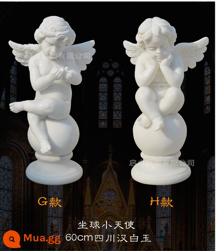 Han Baiyu Guardian Little Angel Church Cánh cửa cầu nguyện bằng đá để bảo vệ phòng khách thiên thần thủ công bằng đá khắc tùy chỉnh trang trí - Đá cẩm thạch trắng Tứ Xuyên 50cmEFGH mẫu