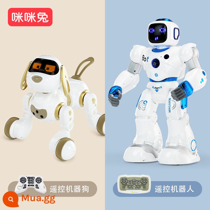 Thỏ Mimi Chó Robot Thông Minh Điều Khiển Từ Xa Động Vật Robot Bé Trai 2 Tuổi Đồ Chơi Trẻ Em 6 Món Quà Ngày Lễ Bé Gái - [Người bạn đồng hành thú cưng dễ thương] Kết hợp tất cả trong một giá trị lớn - Chó Robot + Robot thông minh