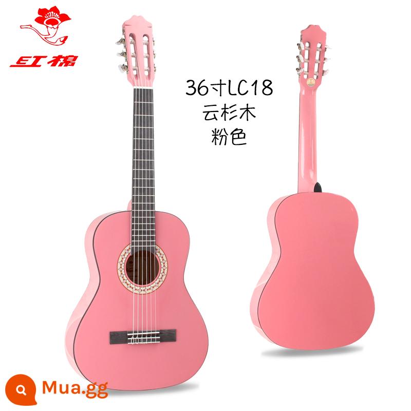 Bông đỏ cộng với sốc đàn guitar cổ điển một bảng đầy đủ 39 36 inch 34 kiểm tra xác minh hộp điện màu hồng dành cho nam và nữ dành cho người mới bắt đầu bằng nylon dành cho trẻ em - 36 inch [mẫu nâng cấp] LC18 màu hồng vân sam