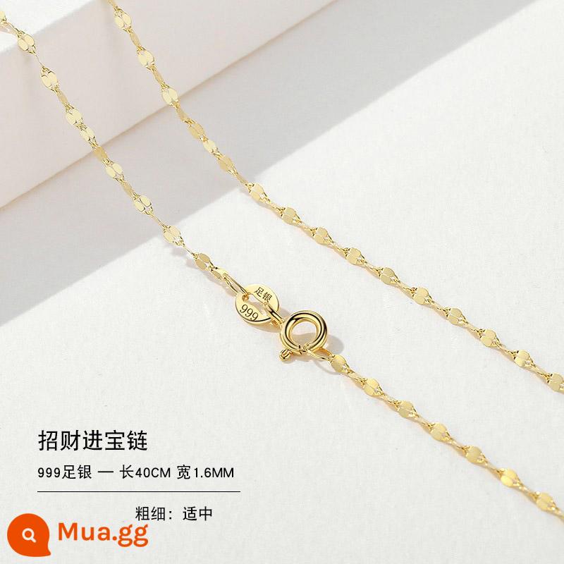 Vòng cổ bạc 999 nữ vàng 18k không có mặt dây chuyền bạc mới dây chuyền mạ vàng treo dây trơn dây chuyền vàng 925 dây chuyền vàng màu - Dây chuyền may mắn và kho báu 40CM-999