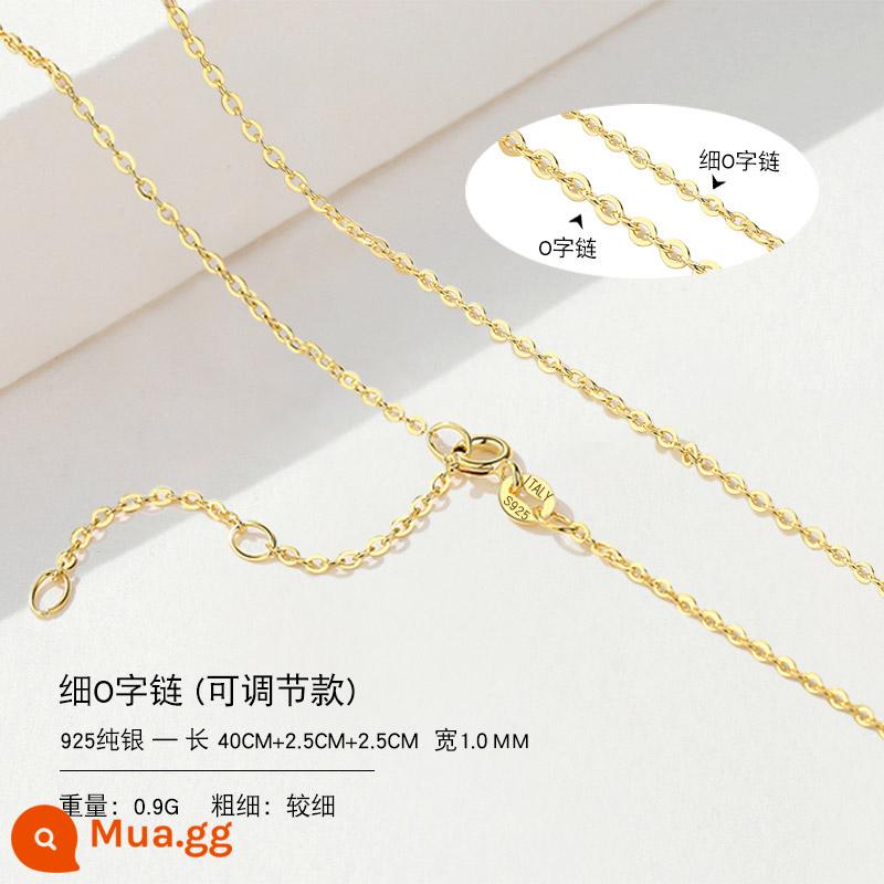 Vòng cổ bạc 999 nữ vàng 18k không có mặt dây chuyền bạc mới dây chuyền mạ vàng treo dây trơn dây chuyền vàng 925 dây chuyền vàng màu - Dây chuyền chữ O mỏng có thể điều chỉnh-925