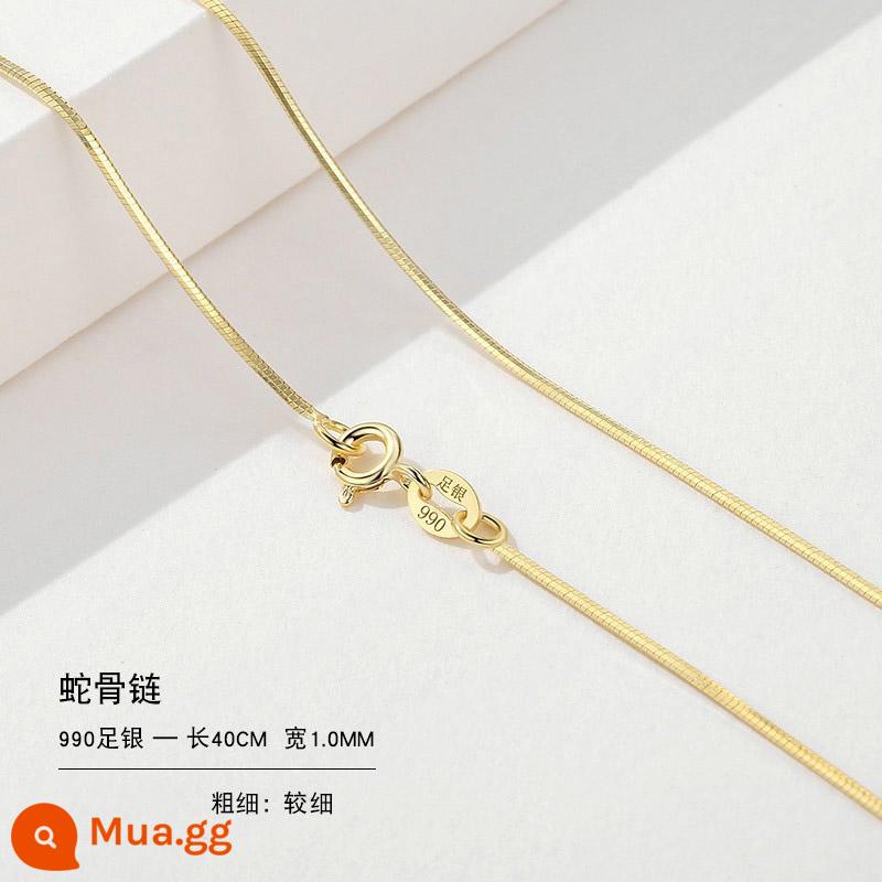 Vòng cổ bạc 999 nữ vàng 18k không có mặt dây chuyền bạc mới dây chuyền mạ vàng treo dây trơn dây chuyền vàng 925 dây chuyền vàng màu - Dây chuyền xương rắn 40CM-990