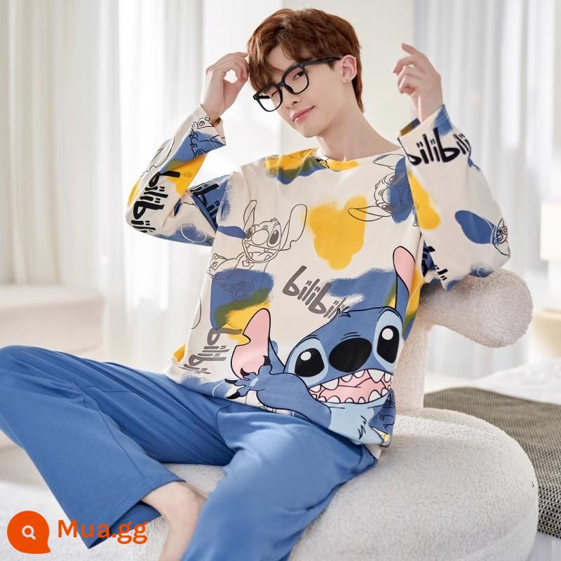 Bộ đồ ngủ nam mùa xuân và mùa thu cotton nguyên chất tay dài mỏng hoạt hình thanh thiếu niên mùa hè cỡ lớn bé trai có thể mặc ở nhà - 2948 người đàn ông.