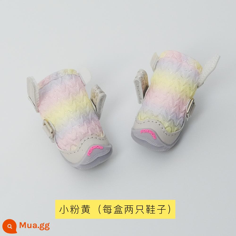 Trong giày thấp hơn Fokwow Dog Shoes, con chó nhỏ Teddy Biebeli mềm chống dưới đáy - Cầu vồng hồng vàng (giày vải bốn mùa)