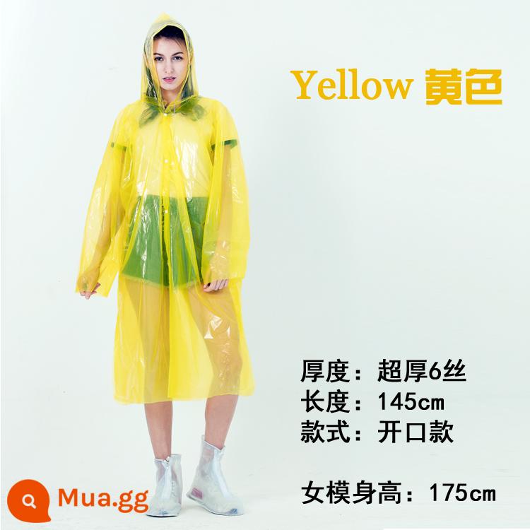 Dày dùng một lần áo mưa cho phụ nữ trưởng thành đi bộ đường dài poncho di động trong suốt áo đi bè nam 2 ngoài trời đa năng - Kiểu khóa cực dày màu vàng kiểu nút 100g