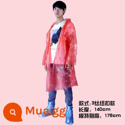 Dày dùng một lần áo mưa cho phụ nữ trưởng thành đi bộ đường dài poncho di động trong suốt áo đi bè nam 2 ngoài trời đa năng - Kiểu khóa dày màu đỏ kiểu nút 68g