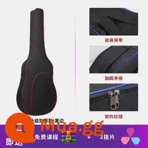 Đàn Guitar Túi 36 38 39 41 40 Inch Đa Năng Đàn Guitar Túi Dày Đàn Guitar Gỗ Túi Cao Cấp Chống Nước Dân Gian Ba ​​Lô - Model dày 36/38 inch - viền đỏ + 1 dây + 3 phím đàn