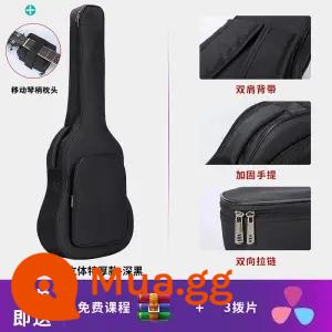 Đàn Guitar Túi 36 38 39 41 40 Inch Đa Năng Đàn Guitar Túi Dày Đàn Guitar Gỗ Túi Cao Cấp Chống Nước Dân Gian Ba ​​Lô - Model cực dày 40/41 inch - đen sẫm + 123 dây + gối đàn piano + 3 phím đàn