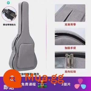 Đàn Guitar Túi 36 38 39 41 40 Inch Đa Năng Đàn Guitar Túi Dày Đàn Guitar Gỗ Túi Cao Cấp Chống Nước Dân Gian Ba ​​Lô - Model cực dày 40/41 inch - màu xám trang nhã + 123 dây + gối đàn piano + 3 phím đàn