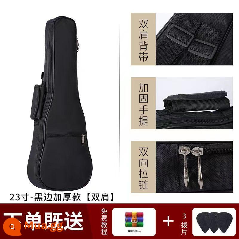 Đàn Guitar Túi 36 38 39 41 40 Inch Đa Năng Đàn Guitar Túi Dày Đàn Guitar Gỗ Túi Cao Cấp Chống Nước Dân Gian Ba ​​Lô - Đàn Ukulele 23 inch có viền dày màu đen [vai] + 3 miếng gắp