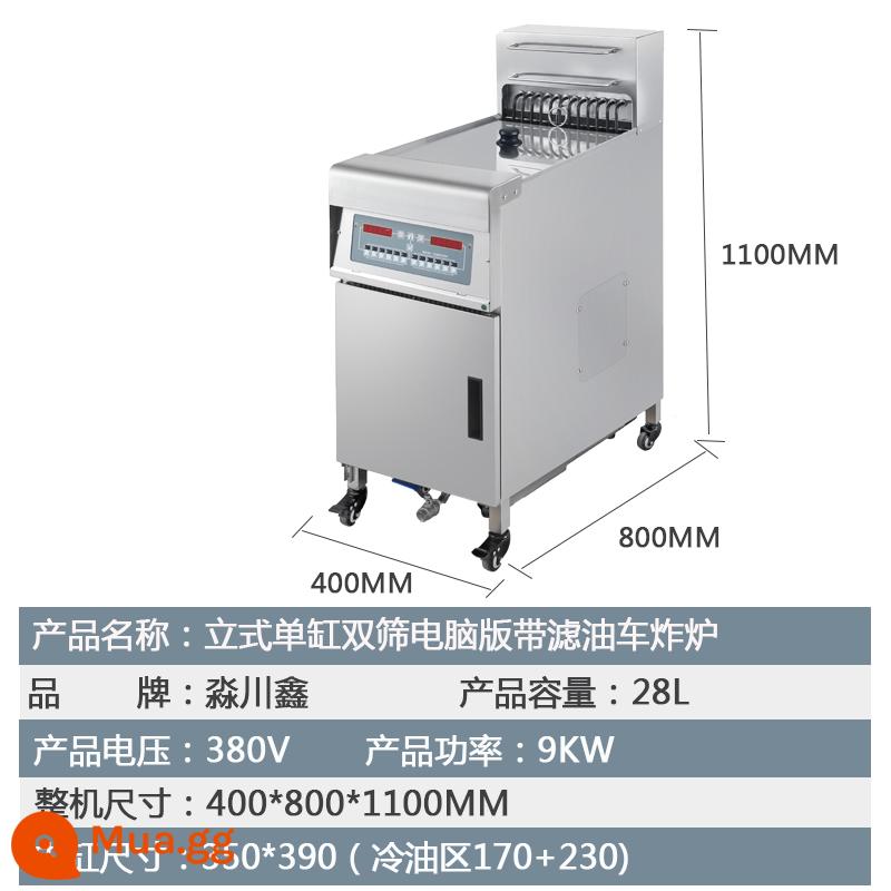 Phiên bản máy tính dọc nhiệt độ không đổi xi lanh đơn nồi chiên màn hình đôi xi lanh đôi điều khiển nhiệt độ nồi chiên điện sưởi ấm nồi chiên điện thiết bị Hamburg - Xe tải màn hình đôi thanh ngang 380v 9kW có bộ lọc dầu